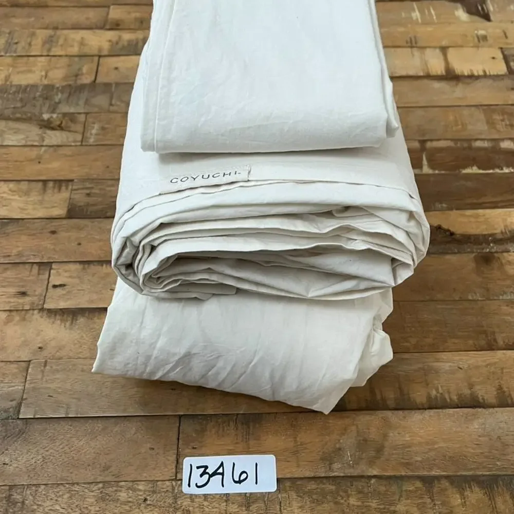 COYUCHI Organic Cotton Cream Sheet Set Pillowcase Fitted & Flat